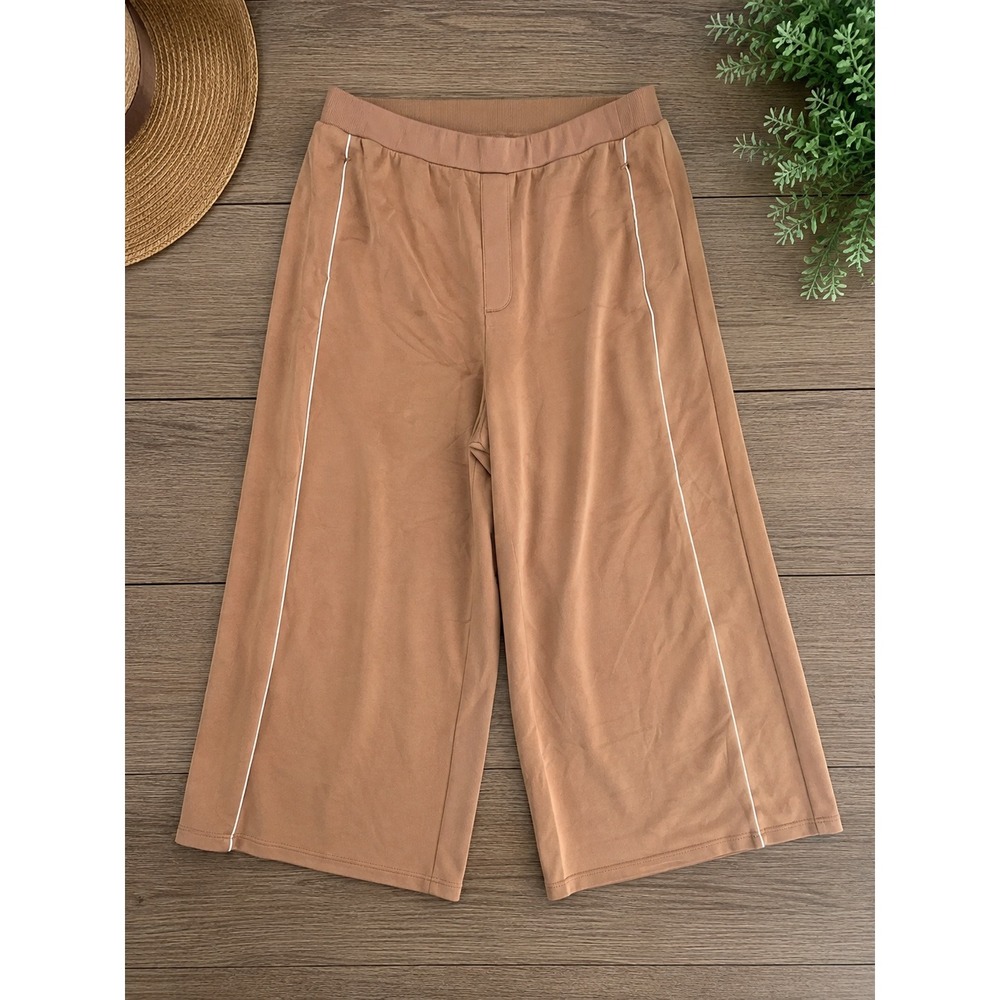 OFFLINE by Aerie Tan Wide Leg Side Stripe Cropped Pants XL Short